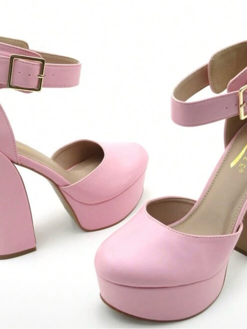 Pink Platform Ankle-Strap Heels